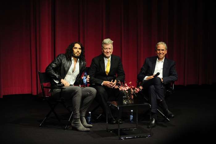 From left to right: Russell Brand, David Lynch, Bob Roth